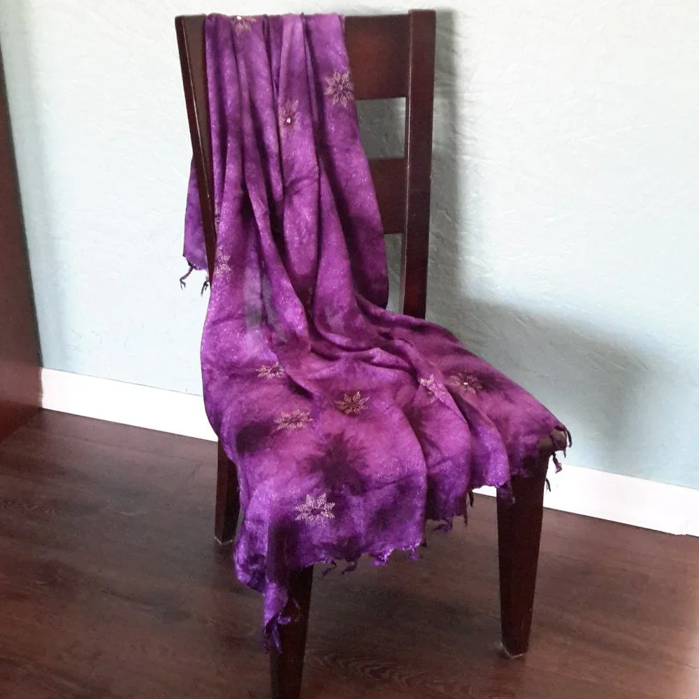 Dark Purple Scarf or Wrap w/ Fringe 42